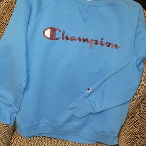 Champion Ladies Light Blue Sweatshirt.
